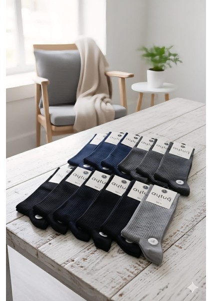 Bambu Erkek Soket Çorabı; Dikişsiz; Mevsimlik ; 41-45 Numara; Asorti 12'li Kutu