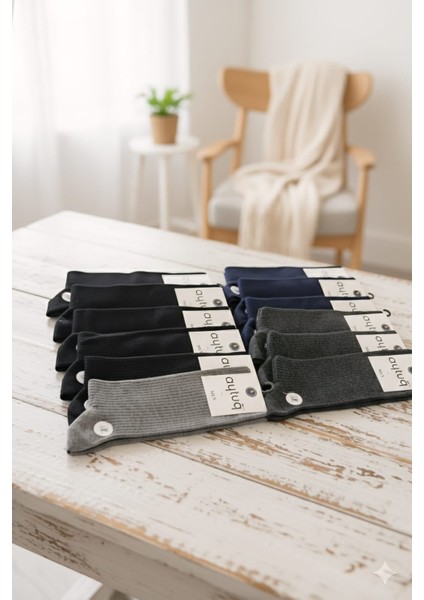 Bambu Erkek Soket Çorabı; Dikişsiz; Mevsimlik ; 41-45 Numara; Asorti 12'li Kutu modelleri