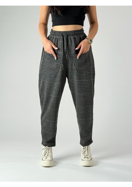 Ön Cep Detaylı Ekose Kadın Pantolon COC1010