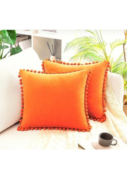 2'li Ponponlu Kırlent Kılıf Seti 40 x 40