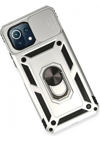 Xiaomi Mi 11 Lite Kılıf Pars Lens Yüzüklü Silikon - Gümüş (K95) modelleri