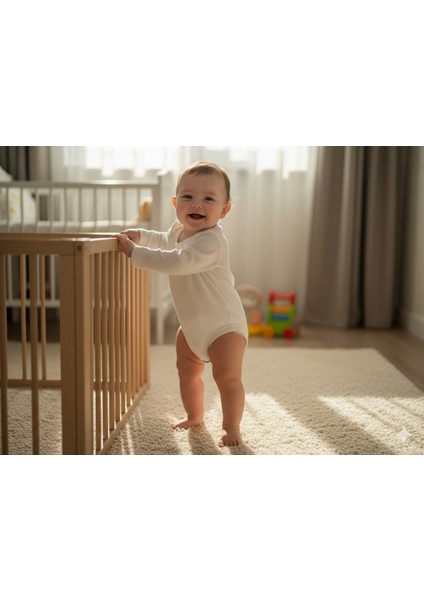 Bebek Omuz Çıtçıtlı Uzun Kollu Body Kolay Giyim Zıbın