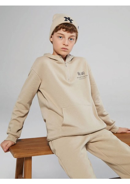 Lcw Kids Bej Kapüşonlu Erkek Çocuk Eşofman Takım