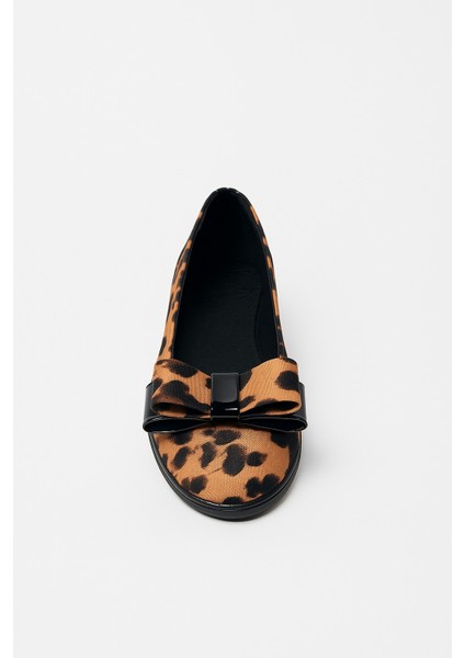 Leopar Fiyonklu Hakiki Deri Ortopedik Termo Kaymaz Taban Kız Çocuk Babet Ayakkabı