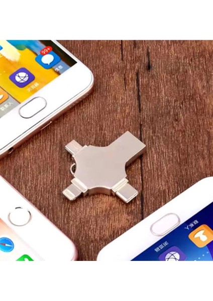 Buğz Otg 4in1 Cep Telefonu Çok Fonksiyonlu USB Flash Bellek 128 GB Type-C, Micro Sd ve Kart Okuyucu