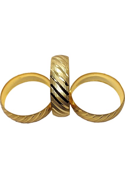 3 Adet 2 cm Genişliğinde Verevine Çizgili Model Düğün Nişan Şık Geceler 18 K Altın Kaplama Bilezik fiyatları