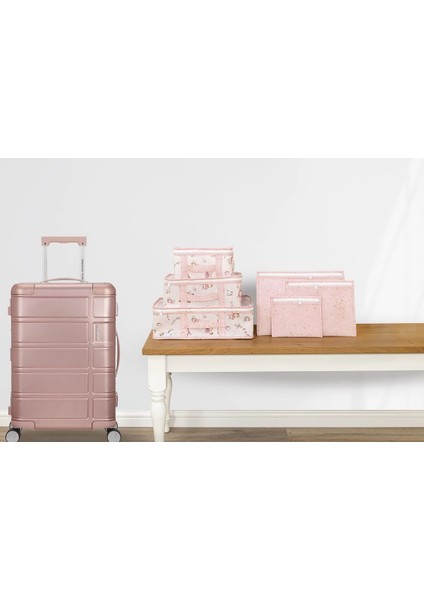 Baby 6'lı Desenli Fileli Bavul Valiz İçi Düzenleyici Çok Amaçlı Organizer (pembe) modelleri