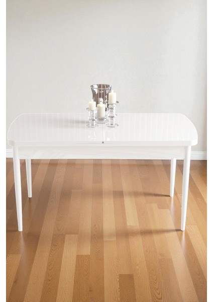 Mura Beyaz 80X132 Açılabilir Mdf Masa Yemek Odası Takımı, Mutfak Takımı 6 Adet Sandalye modelleri
