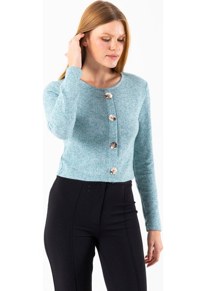 Kadın Bisiklet Yaka Pullu Düğme Detaylı Bluz Yeşil - 2630 modelleri