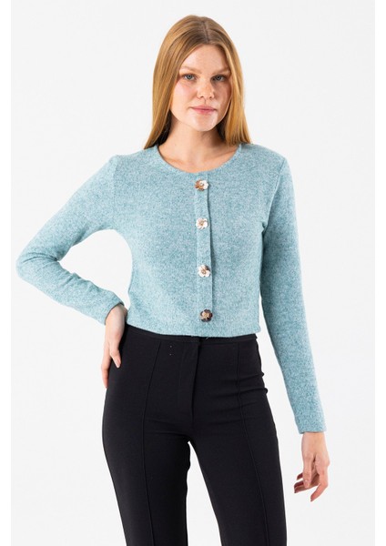 Kadın Bisiklet Yaka Pullu Düğme Detaylı Bluz Yeşil - 2630 fırsatları