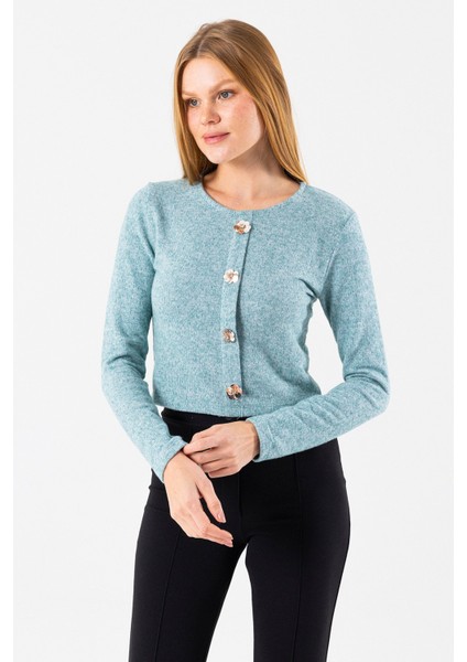 Kadın Bisiklet Yaka Pullu Düğme Detaylı Bluz Yeşil - 2630 indirimleri