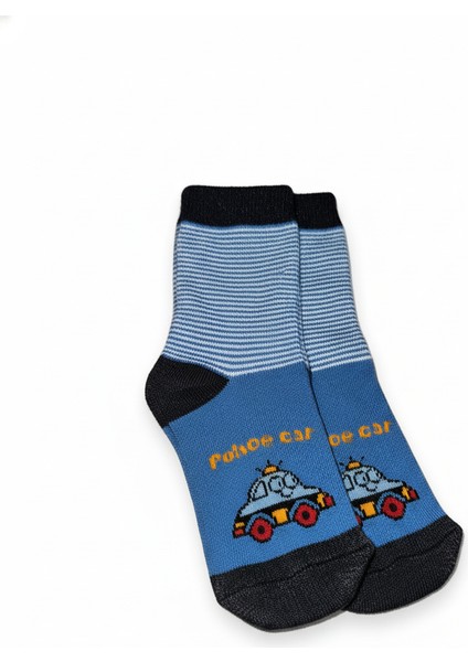 2'li Kaydırmaz Tabanlı Pamuklu Bebek Çorabı Seti - Araba Desenli Bebek Giyim Havlu Kalın Çocuk Çorap modelleri
