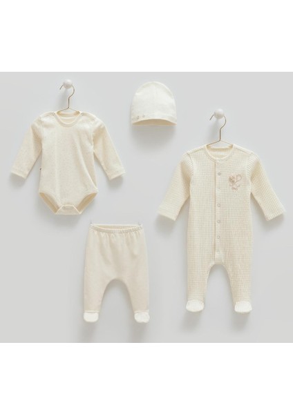 %100 Pamuk Soft Colour 4'lü Set 56-62 cm 1-3 Ay Ekru CRML.EKR.ZU1586