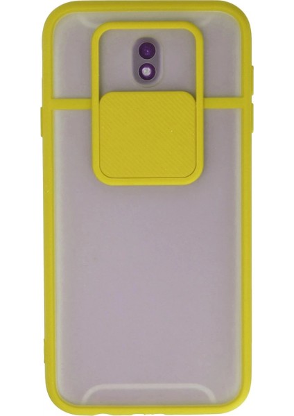 Samsung Galaxy J7 Pro / J730 Kılıf Palm Buzlu Kamera Sürgülü Silikon - Sarı (K95)