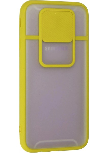 Samsung Galaxy J7 Pro / J730 Kılıf Palm Buzlu Kamera Sürgülü Silikon - Sarı (K95) modelleri