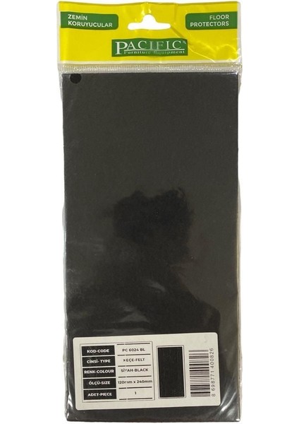 Pacific 6024 Bl Yapışkanlı Keçe 120 mm x 240 mm Siyah