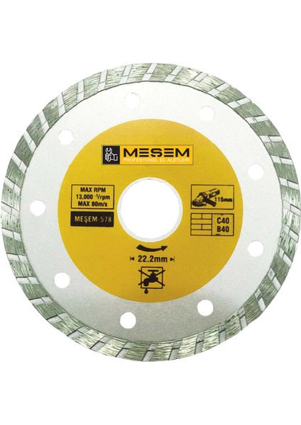 Meşem Granit Mermer Kesici Elmas Testere 180 mm