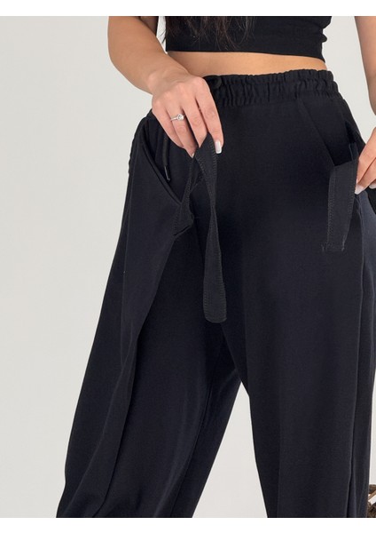 Kemer Detaylı Tasarım Siyah Kadın Pantolon COC1054 fırsatları