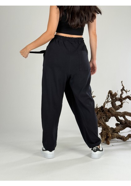 Kemer Detaylı Tasarım Siyah Kadın Pantolon COC1054 indirimleri