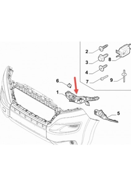 Ducato/boxer/jumper 2014- Ön Tampon Braketi Büyük Sağ Oem No (1391283080)