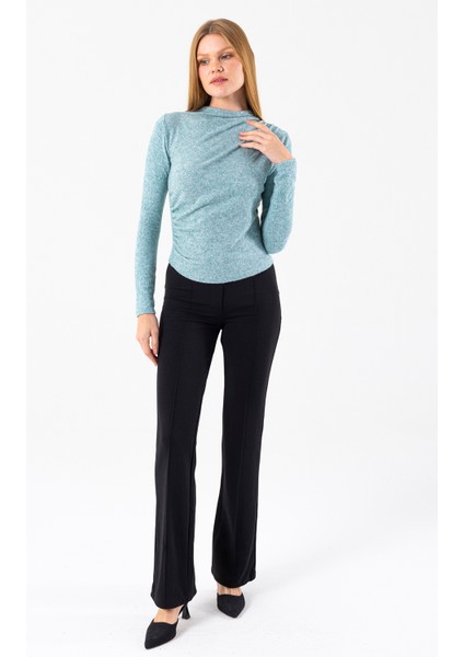 Kadın Dik Yaka Yanı Büzgü Detaylı Bluz Yeşil - 26101 fiyatları