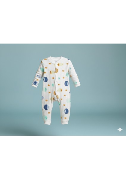 Unisex Balık Desenli Ribanalı Uzun Kollu Tulum Konforlu ve Şık Pamuklu Bebek Giysisi modelleri