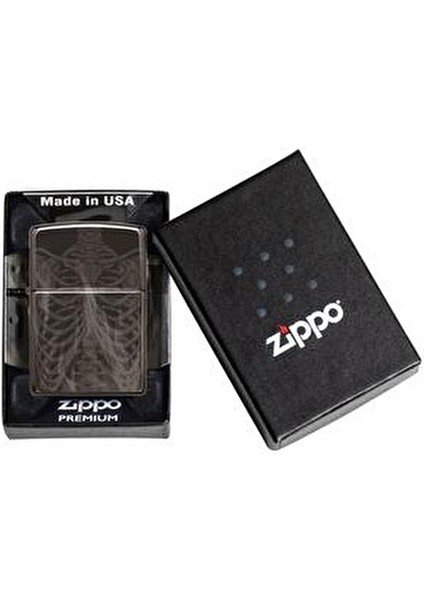 Rib Cage Design Çakmak Navy Matte Çevre Dostu Rüzgar Geçirmez Premium Benzinli