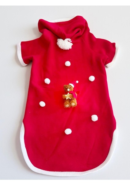Santa Teddy Kırmızı Yılbaşı Köpek Kıyafeti | Noel Baba Kapüşonlu Polar Sweatshirt | Orta ve Büyük Irklar Için fiyatları