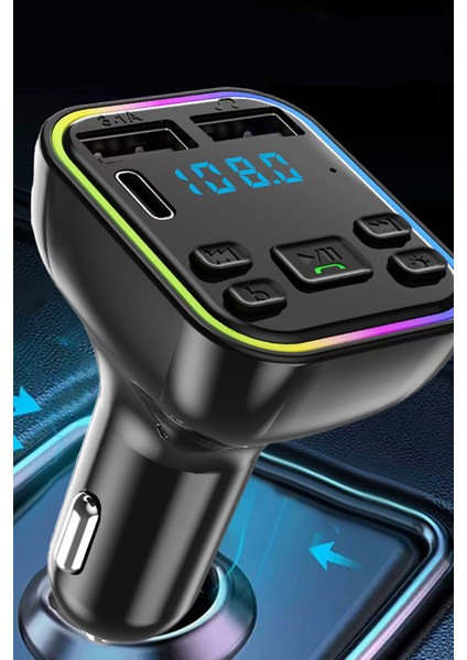 Siyah Fm Verici Araba Için Bluetooth Uyumlu Araç Adaptörü Çift USB Şarj Cihazı Mp3 Çalar Desteği