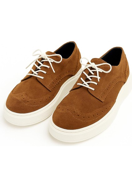 Kahverengi Oxford Hakiki Deri Ortopedik Termo Kaymaz Taban El Yapımı Erkek Çocuk Ayakkabı