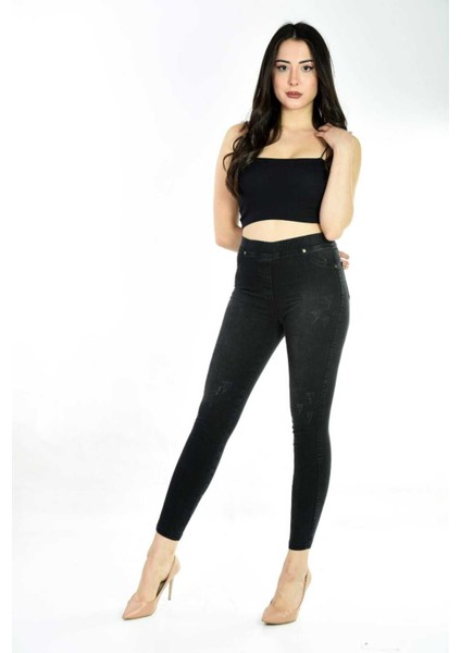 Yüksek Bel Tok Lüx Kumaş Kot Tayt Büyük Bedenli indirimleri