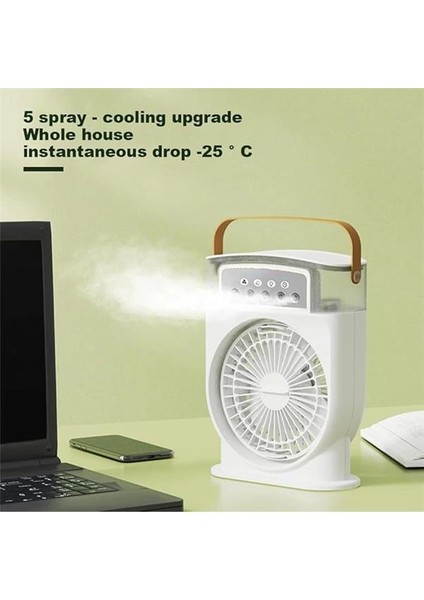 Şarjlı Mini Buharlı Hava Soğutucu, Taşınabilir Portatif Mobil Sulu Klima, 3 Rüzgar Hızı, 3