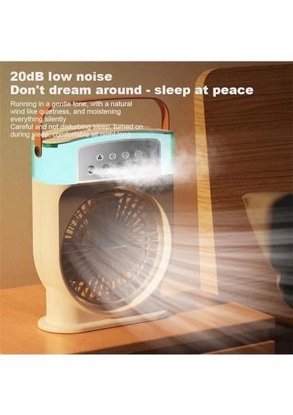 Şarjlı Mini Buharlı Hava Soğutucu, Taşınabilir Portatif Mobil Sulu Klima, 3 Rüzgar Hızı, 3