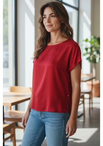 Büyük Beden Saten Yan Yırtmaçlı Kadın Bluz