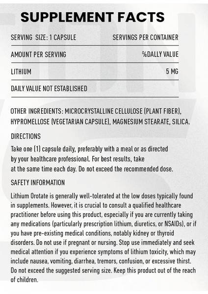 Lithium Orotate 5 Mg 60 Veggie Capsules fiyatları