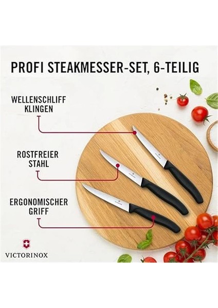 6.7233.6 Mutfak 6'lı Steak-Biftek Bıçağı (Blisterli)