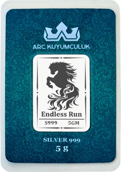 999 Ayar Gümüş ile Üretilmiş Asil At Temalı Hediyeye Özel 5 Gram Gümüş Külçesi-700