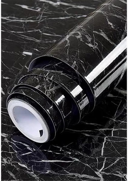 Mermer Desenli Yapışkanlı Folyo - Beyaz, 60 cm x 5 M - Mutfak Tezgahı ve Dolap Kaplama