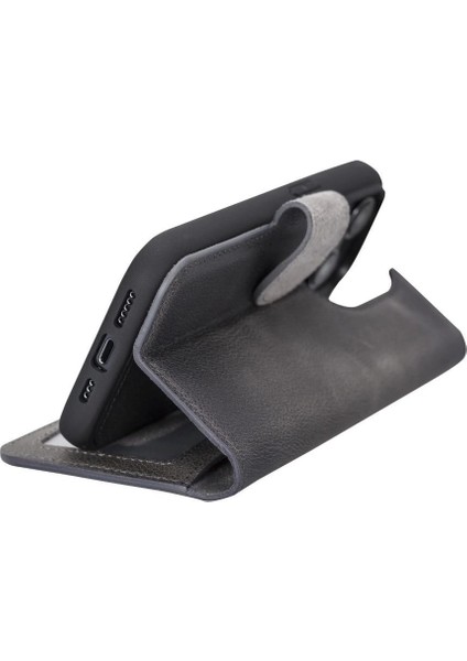 Buğz Apple iPhone 14 Pro Uyumlu Deri Cüzdanlı Kılıf Mwwn VS4EF Gri fiyatları