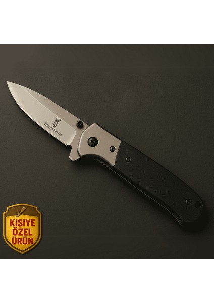 Browning Metal Polimer Saplı Isme Özel Yazılı 9CR18MOV Kalite Paslanmaz Çelik Avcı ve Kamp Bıçağı fırsatları