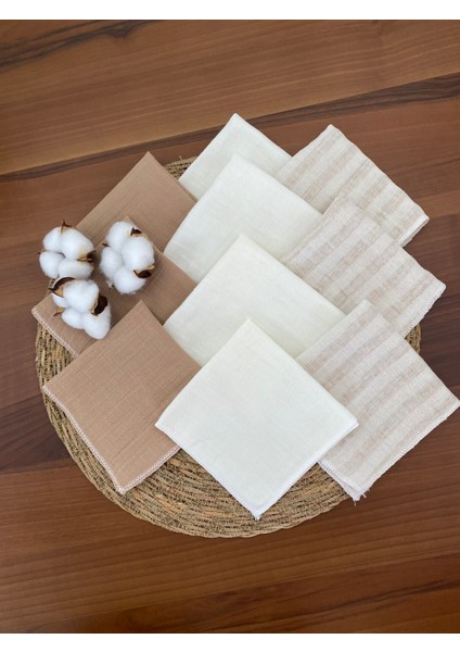 10'lu Müslin Bebek Ağız Mendili,ter Bezi %100 Pamuk 25X25 cm