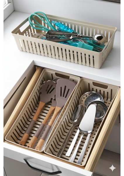 3 Adet Çekmece Içi Bıçaklık & Kaşıklık Organizer Bej fiyatları
