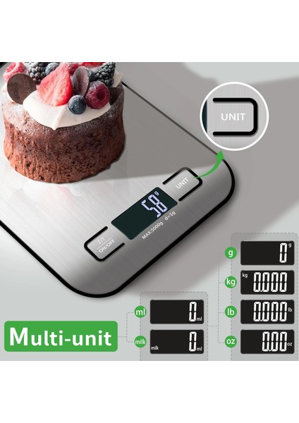 Dijital Mutfak Terazisi Paslanmaz Çelik Elektronik LCD Ağırlık 5 kg Ölçeklii Pişirme Ölçü Aleti fiyatları
