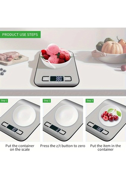 Dijital Mutfak Terazisi Paslanmaz Çelik Elektronik LCD Ağırlık 5 kg Ölçeklii Pişirme Ölçü Aleti