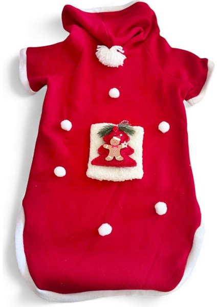 Red Tree Kırmızı Yılbaşı Köpek Kıyafeti | Noel Baba Kapüşonlu Polar Sweatshirt | Orta ve Büyük Irklar Için fiyatları