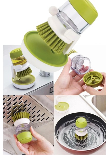 Standlı Mutfak Fırçası Bulaşık Fırçası Sabun Hazneli Temizleme Fırçası Bulaşık Yıkama Fırçası