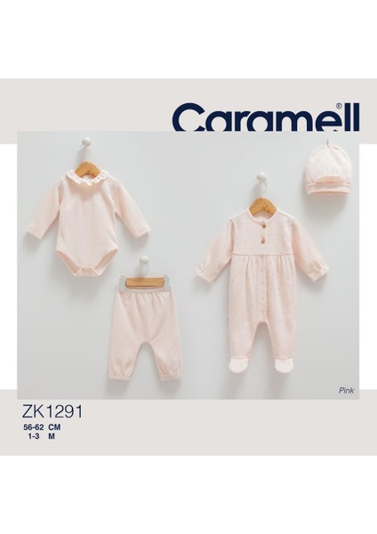 %100 Pamuk My Baby 4'lü Set 56-62 cm 1-3 Ay Pembe CRML.PMB.ZK1291