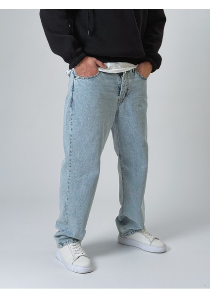 Buz Mavisi Erkek Baggy Kot Pantolon COC2528