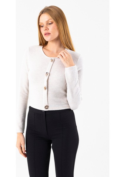 Kadın Bisiklet Yaka Pullu Düğme Detaylı Bluz Bej - 2630 modelleri