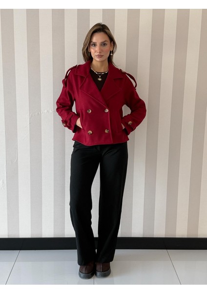 Isa Oversize Kaşe Kruvaze Kaban Ceket Kadın Mont